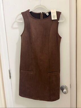 a new day Brown Sleeveless Suede Shift Dress